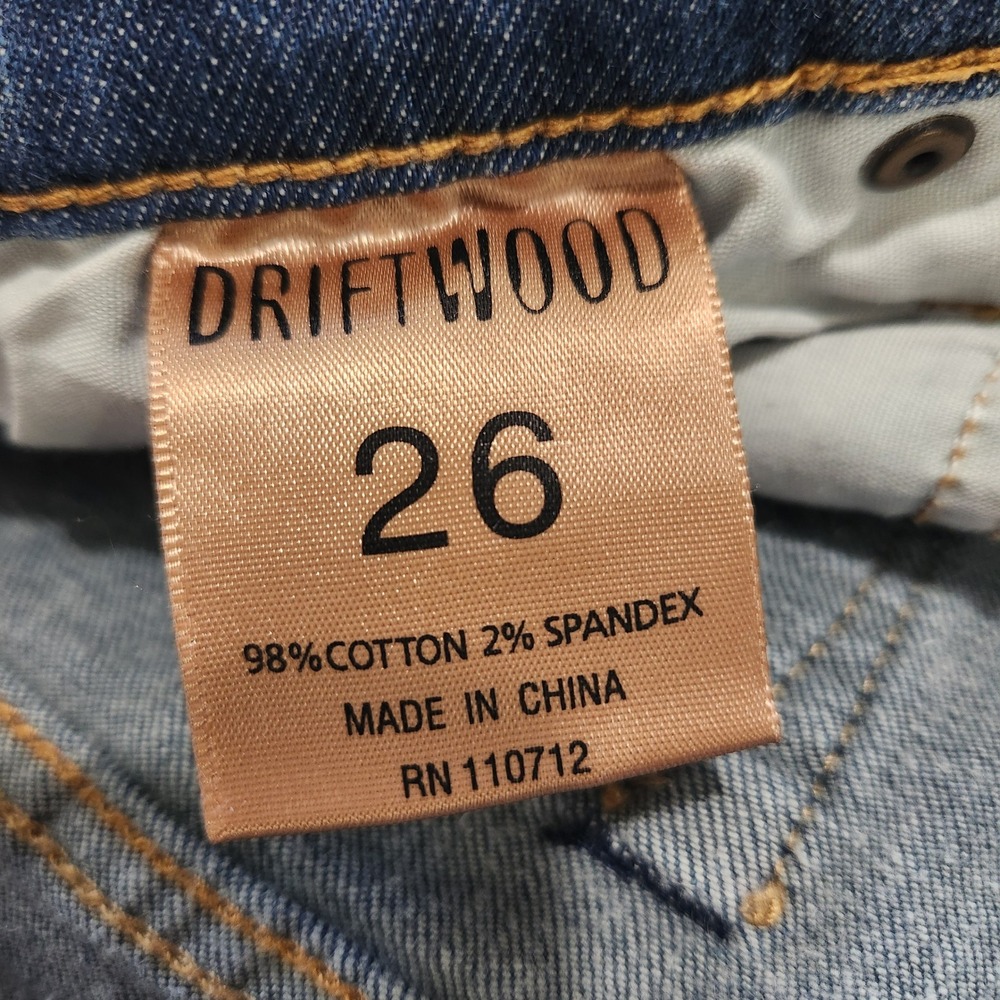 Driftwood Eva Embroidered Floral Straight Leg Jeans Medium Wash Step Hem 26 - Picture 4 of 13